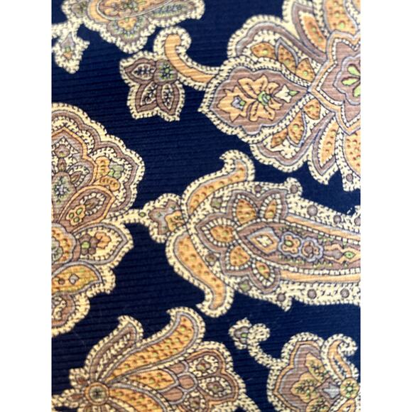 Vintage Robert Talbott Necktie Paisley 100% Silk Hand Sewn Black Gold Orange - Picture 5 of 7